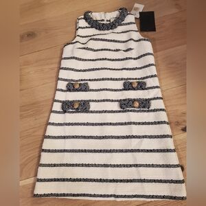 TUCKERNUCK Navy Stripe Tweed Sleeveless Jackie Dress NWT Size XS
